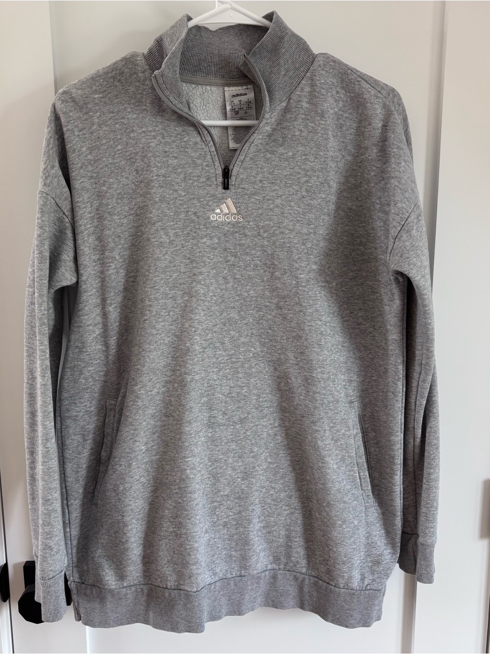 adidas Women’s Light Gray Half-Zip Pullover Sweatshirt